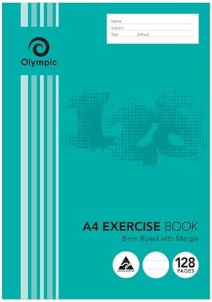 Exercise Book Olympic A4 88mm ruled 128 page