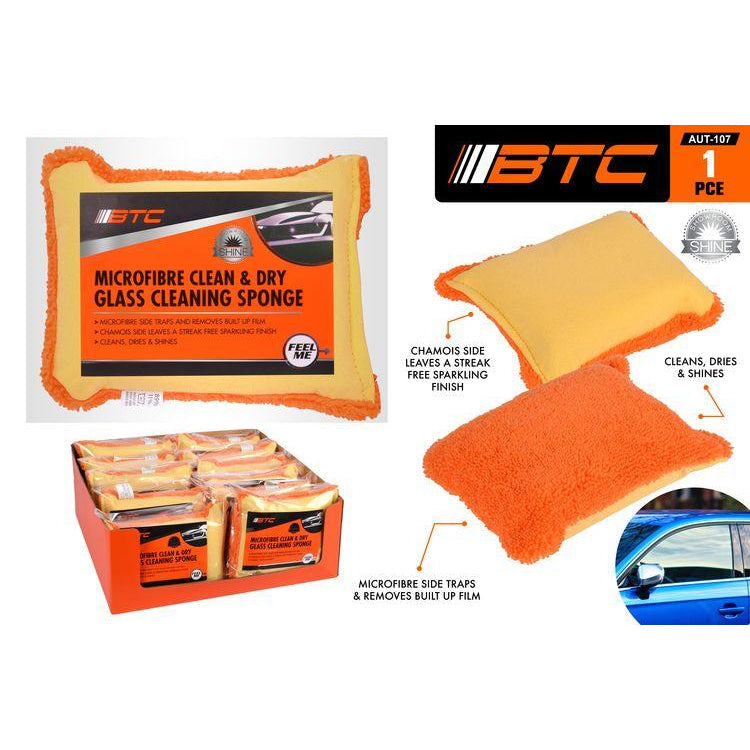 Microifibre Clean & Dry Glass Cleaning Sponge