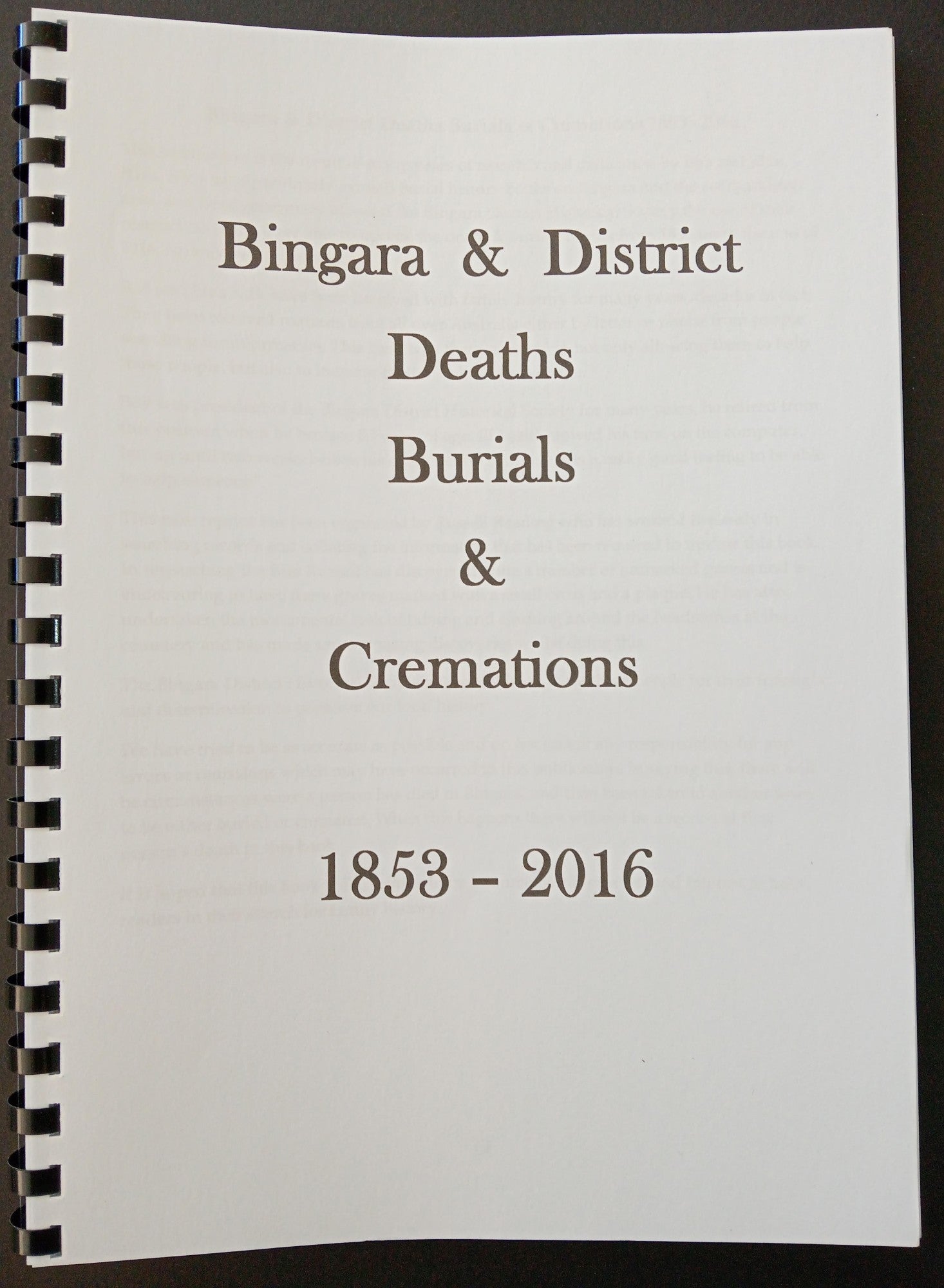 Bingara & District Deaths Burials & Cremations 1853-2016