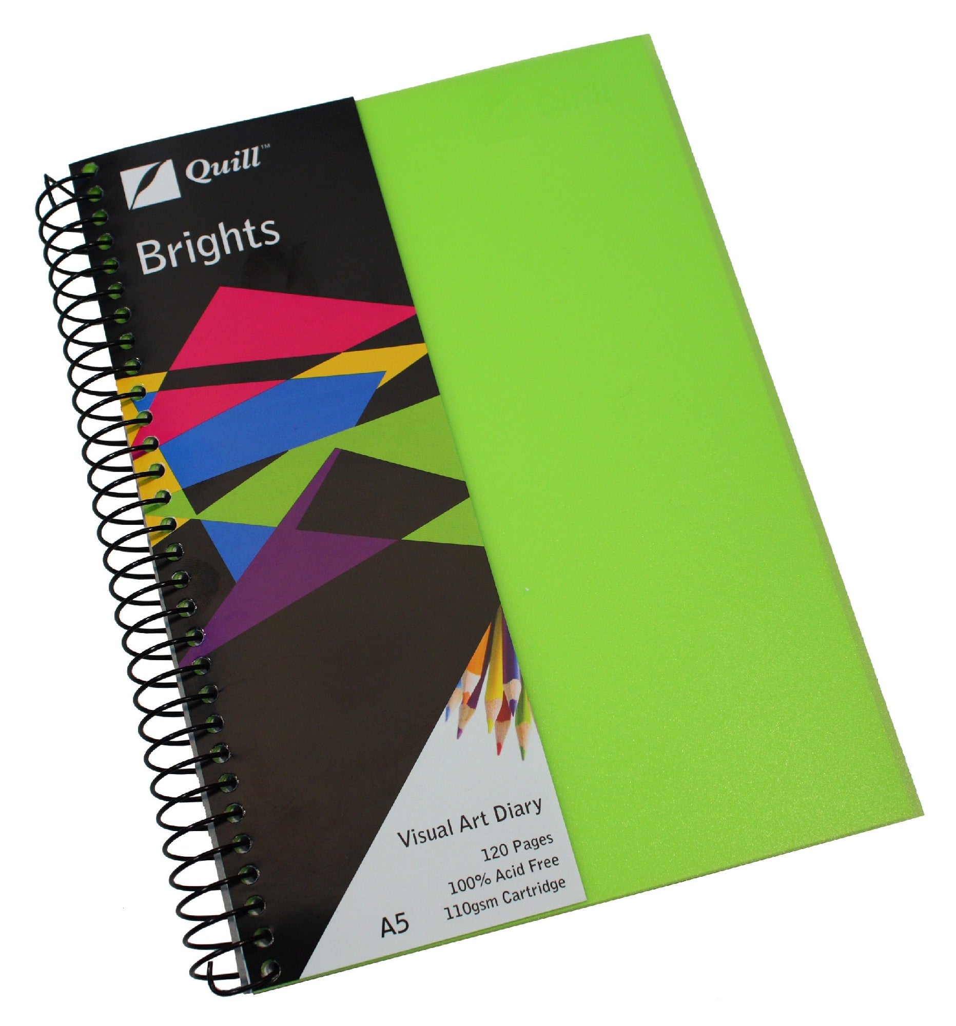 Visual Art Diary Quill A5 Lime Green
