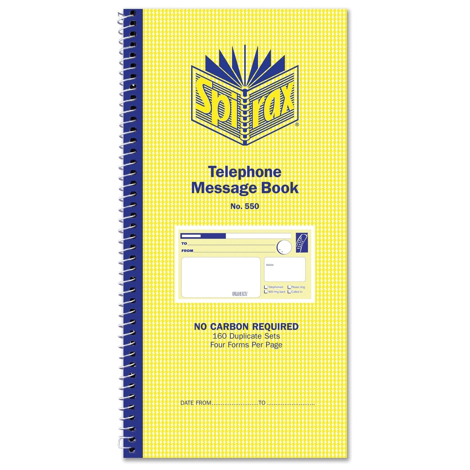 Spirax Telephone Message Book 160 Sets | Carbonless | Rodney's Relics