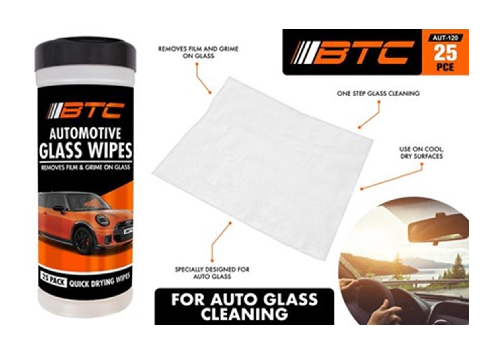 Automotive Glass Wipes 25p