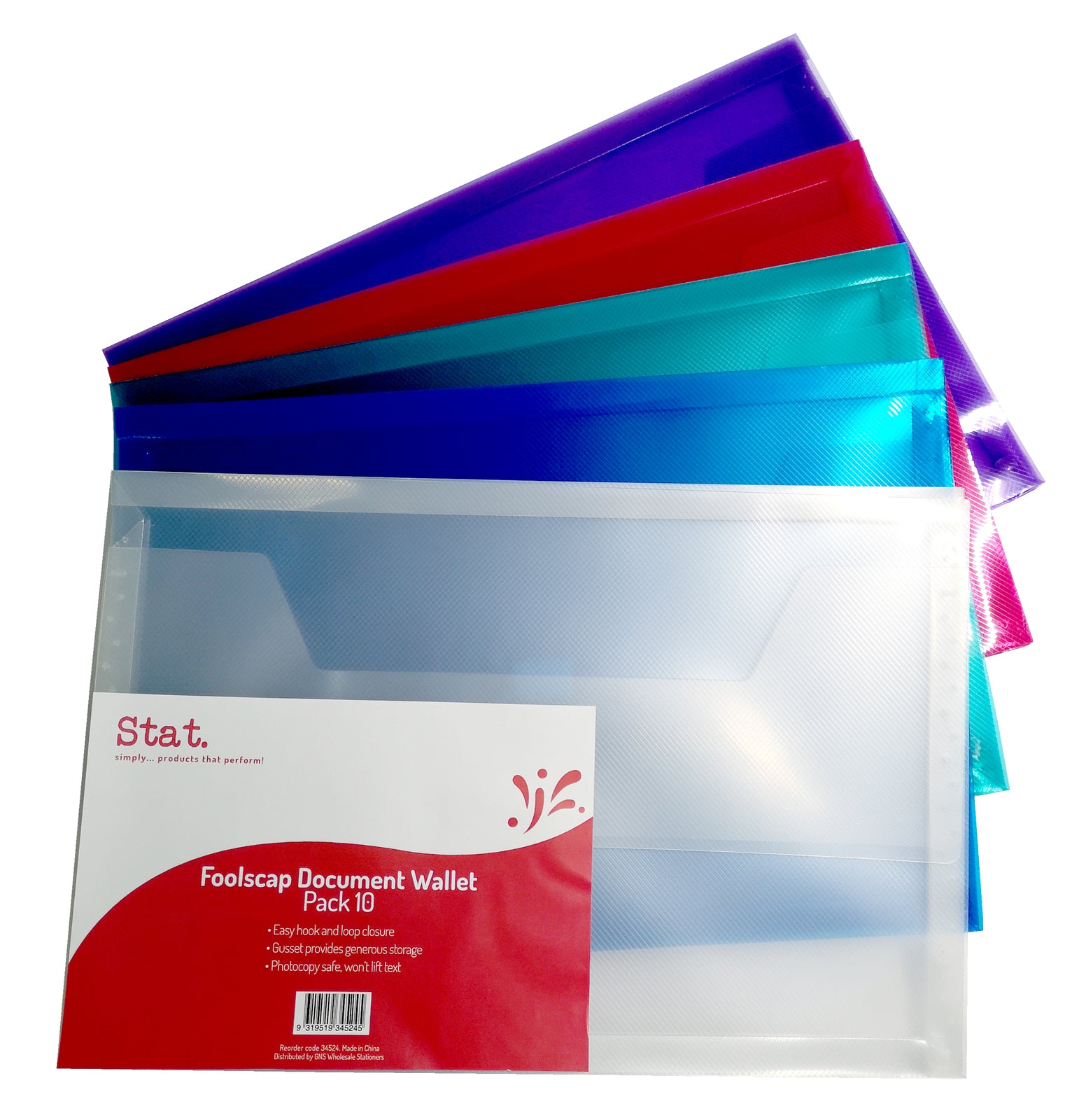 Document Wallet A4 Pack 10 Button