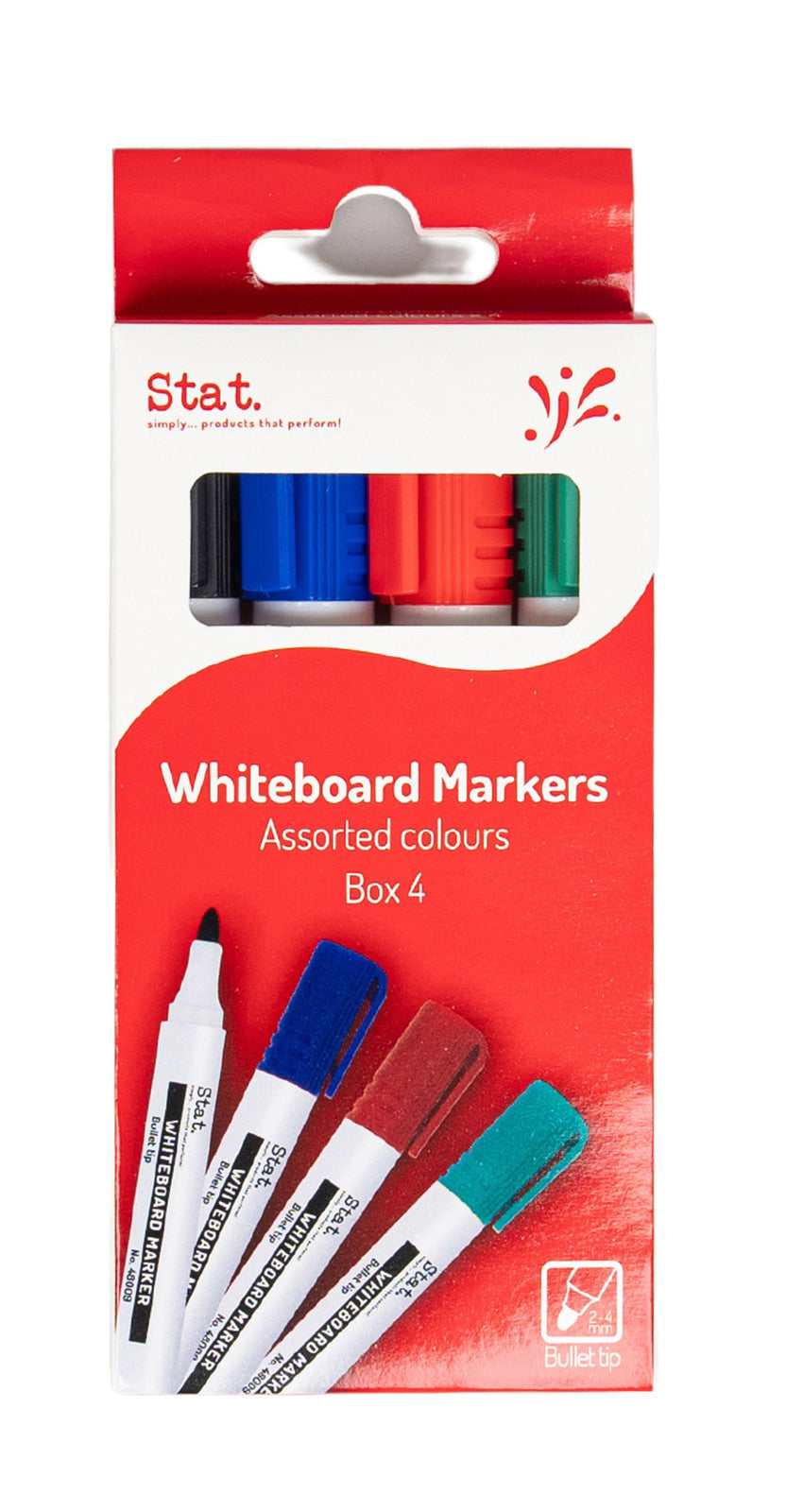 Marker Whiteboard Stat 2.0mm Bullet nib assort Pack 5