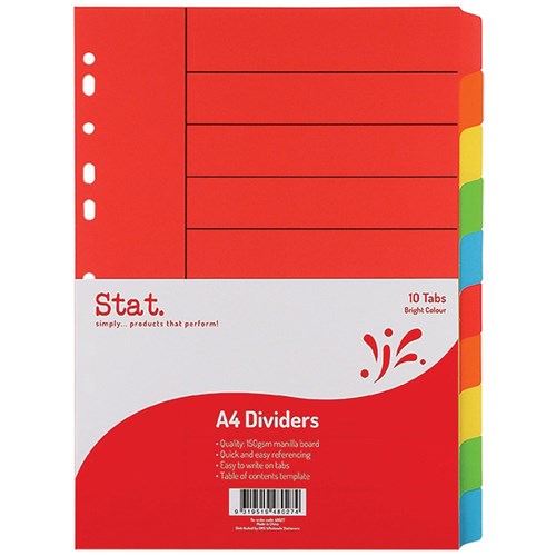 Dividers Stat A4 Bright Colours 5 Tabs
