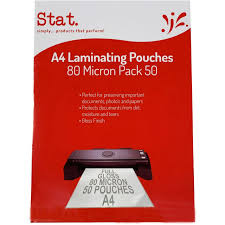 Laminating Pouches Stat  A4 80 Micron Pack 51