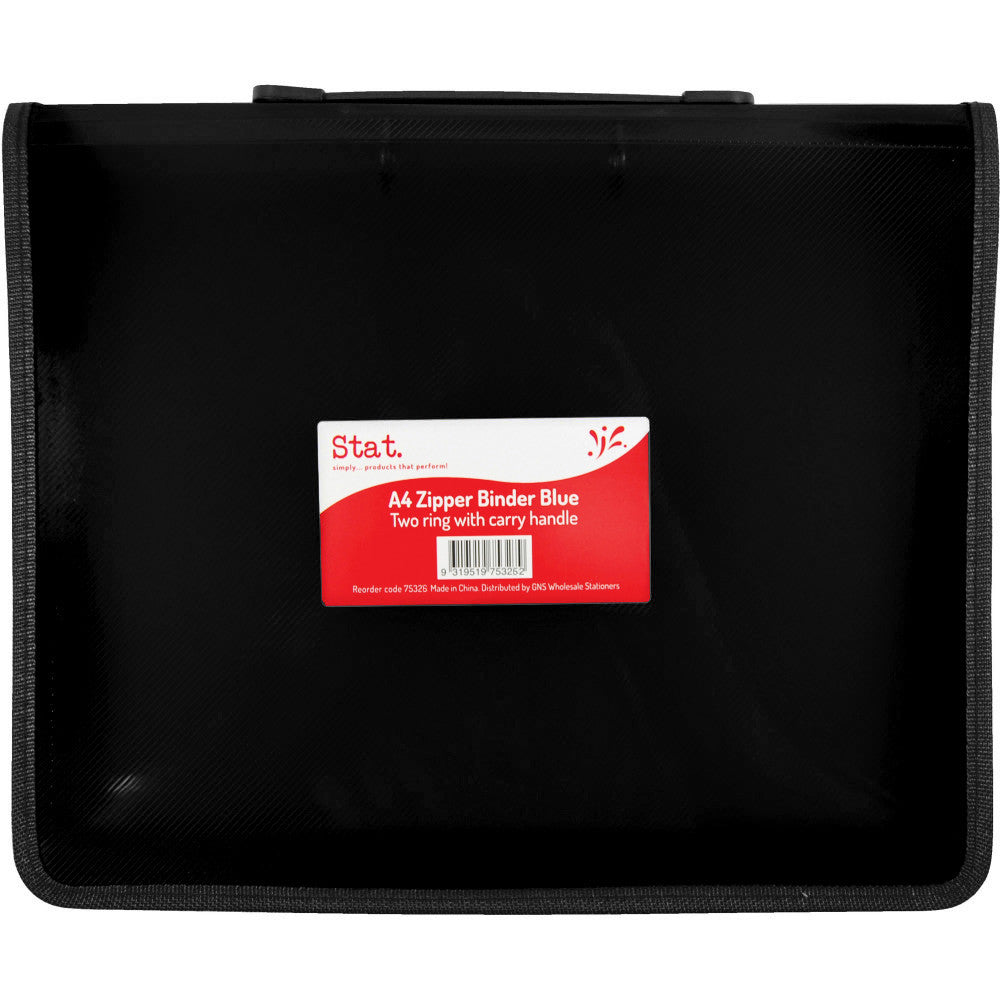 Zipper Binder 2 Ring with carry handle black